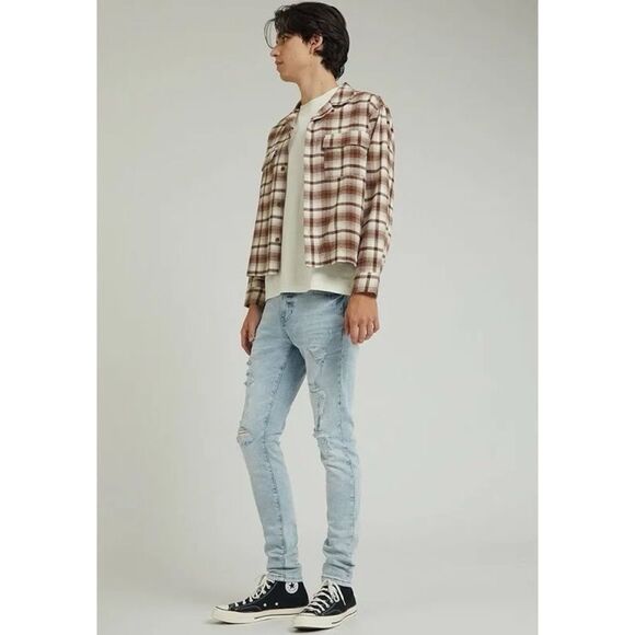 PacSun Light Wash Destroyed Skinny Jeans | Men’s Size 30x32 - Picture 4 of 9